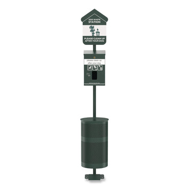 Furloo Pet Waste Station Kit with Foot Pedal, Header Bag Locking Dispenser, 11.5 Gallon Trash Can, Pole, and Glow-in-the-Dark Sign (GCEFLO11HSG)