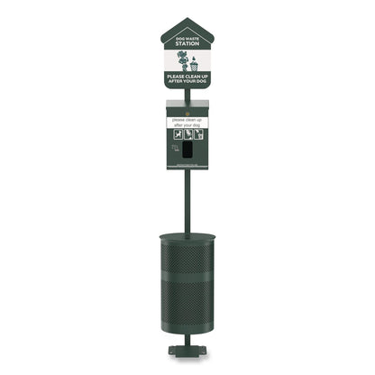 Furloo Pet Waste Station Kit with Foot Pedal, Header Bag Locking Dispenser, 11.5 Gallon Trash Can, Pole, and Glow-in-the-Dark Sign (GCEFLO11HSG)