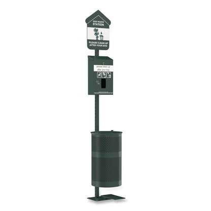 Furloo Pet Waste Station Kit with Foot Pedal, Header Bag Locking Dispenser, 11.5 Gallon Trash Can, Pole, and Glow-in-the-Dark Sign (GCEFLO11HSG)