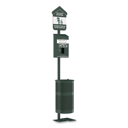 Furloo Pet Waste Station Kit with Foot Pedal, Header Bag Locking Dispenser, 11.5 Gallon Trash Can, Pole, and Glow-in-the-Dark Sign (GCEFLO11HSG)