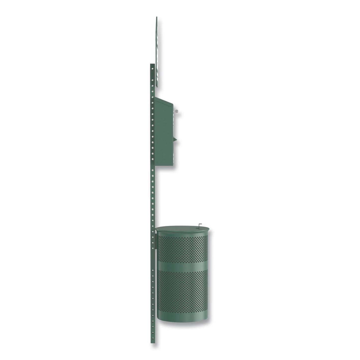 Furloo Pet Waste Station Kit with Roll Bag Locking Dispenser, 11.5 Gallon Round Lidded Trash Can, Pole, and Glow-in-the-Dark Sign (GCEFLO1RSG)