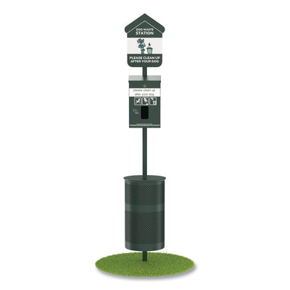 Furloo Pet Waste Station Starter Kit with Header Bag Dispenser, Bags and Liners, 11.5 gal, Top Door, Green (GCEFLO1HSGB)
