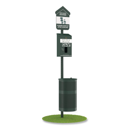 Furloo Pet Waste Station Starter Kit with Header Bag Dispenser, Bags and Liners, 11.5 gal, Top Door, Green (GCEFLO1HSGB)