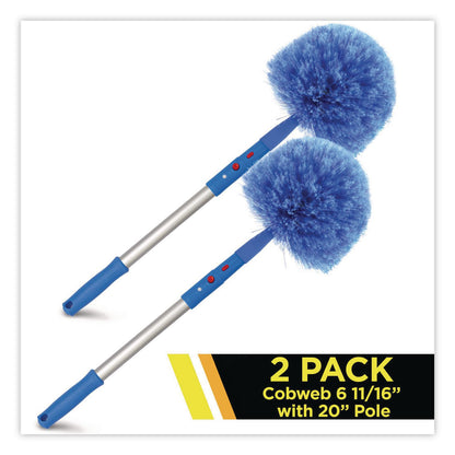 Gritt Commercial Cobweb/Corner Duster Brush with 20" Pole, 2/Kit (GCEGRI1082PK)
