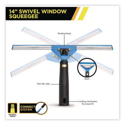 Gritt Commercial Swivel Window Squeegee with Quick Release, 14" Wide Blade (GCEGRI129)