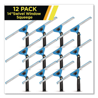 Gritt Commercial Swivel Window Squeegee with Quick Release, 14" Wide Blade, 12/Carton (GCEGRI12912PK)