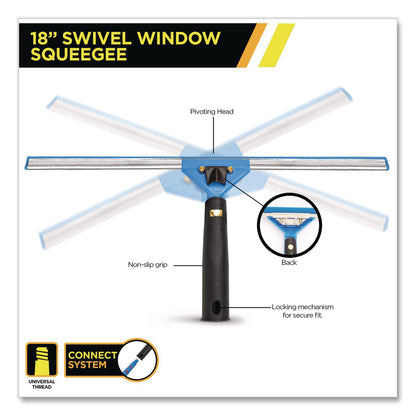 Gritt Commercial Swivel Window Squeegee with Quick Release, 18" Wide Blade, 2/Pack (GCEGRI129182PK)