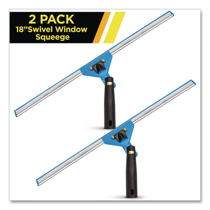 Gritt Commercial Swivel Window Squeegee with Quick Release, 18" Wide Blade, 2/Pack (GCEGRI129182PK)