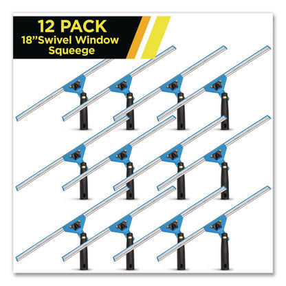 Gritt Commercial Swivel Window Squeegee with Quick Release, 18" Wide Blade, 12/Carton (GCEGRI1291812PK)