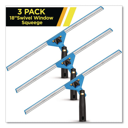 Gritt Commercial Swivel Window Squeegee with Quick Release, 18" Wide Blade, 3/Pack (GCEGRI129183PK)