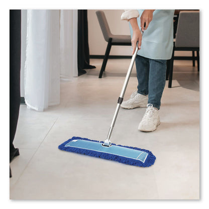 Gritt Commercial All-In-One Microfiber Dust Mop Set with Telescopic Handle, 36 x 5, Blue Microfiber Head, 72" Silver Aluminum Handle, 4/Kit (GCEGRI17436T4PK)