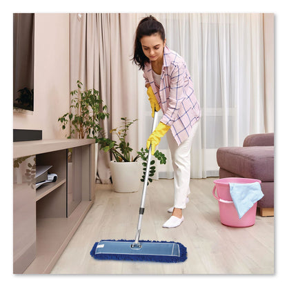 Gritt Commercial All-In-One Microfiber Dust Mop Set with Telescopic Handle, 36 x 5, Blue Microfiber Head, 72" Silver Aluminum Handle, 4/Kit (GCEGRI17436T4PK)