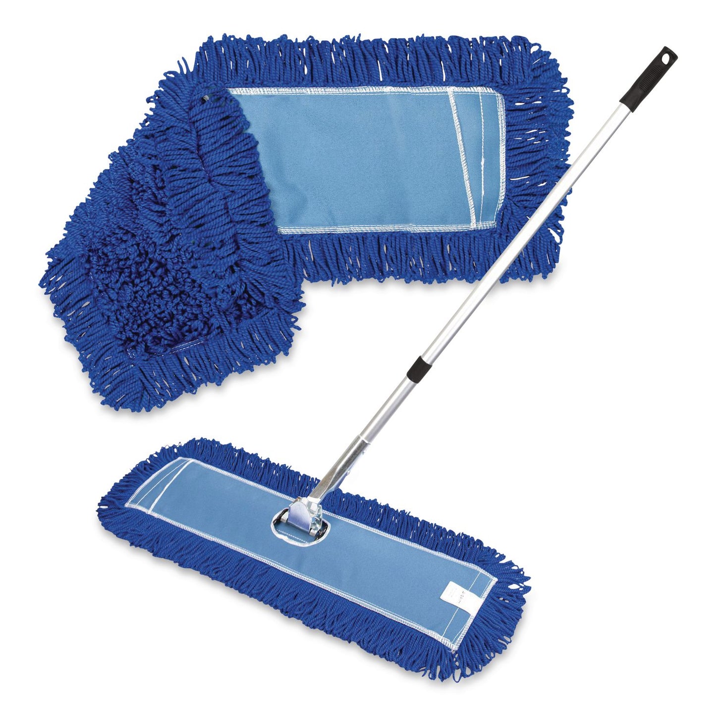 Gritt Commercial All-In-One Microfiber Dust Mop Set with Telescopic Handle, 36 x 5, Blue Microfiber Head, 72" Silver Aluminum Handle, 4/Kit (GCEGRI17436T4PK)
