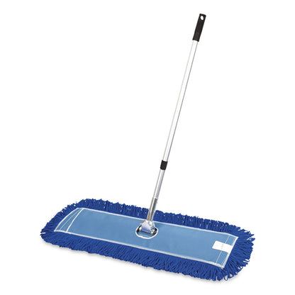 Gritt Commercial All-In-One Microfiber Dust Mop Set with Telescopic Handle, 36 x 5, Blue Microfiber Head, 72" Silver Aluminum Handle, 4/Kit (GCEGRI17436T4PK)