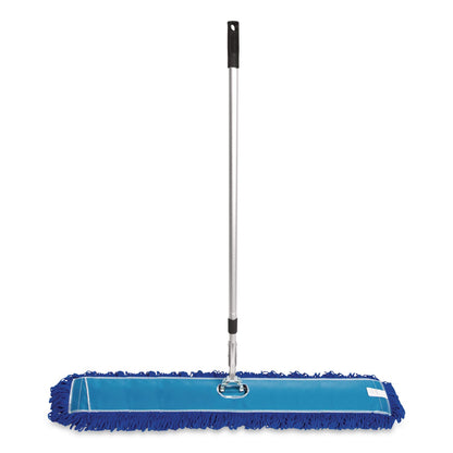 Gritt Commercial All-In-One Microfiber Dust Mop Set with Telescopic Handle, 48 x 5, Blue Microfiber Head, 40" to 72" Silver Aluminum Handle (GCEGRI17448T)