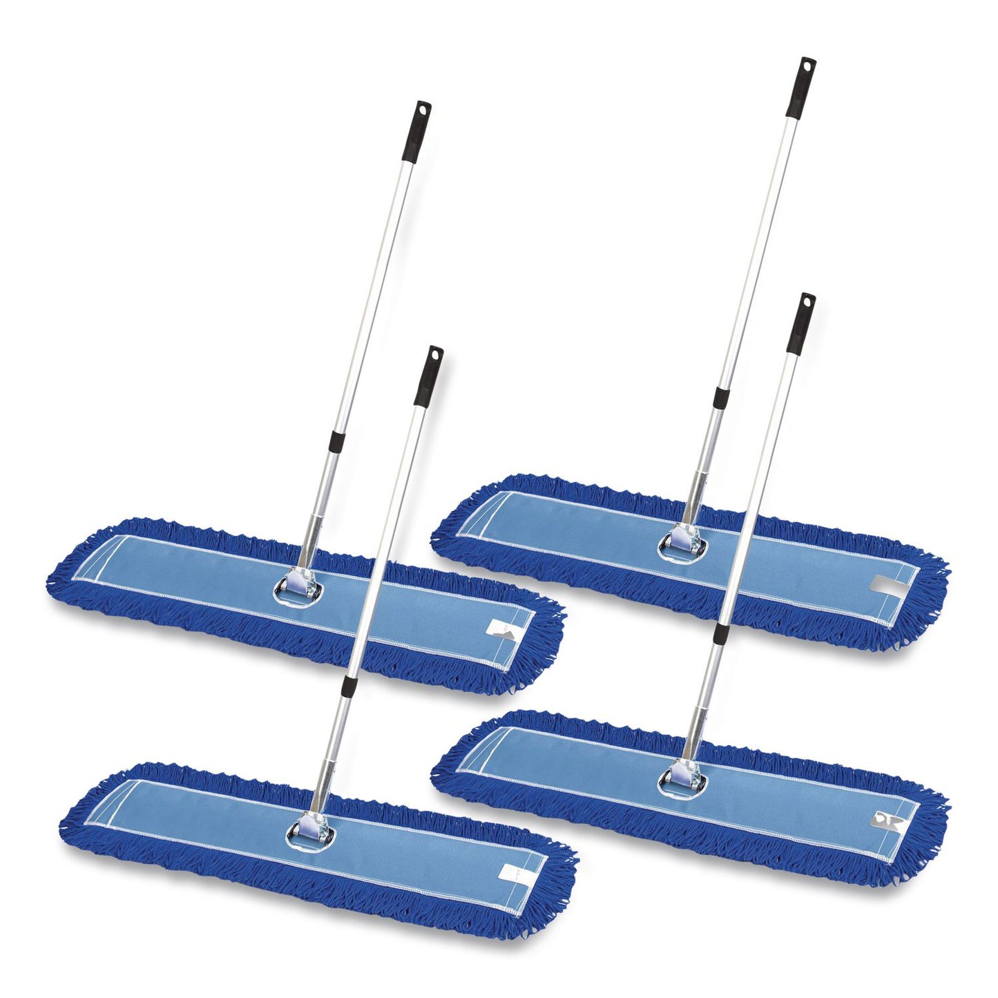 Gritt Commercial All-In-One Microfiber Dust Mop Set with Telescopic Handle, 48 x 5, Blue Microfiber Head, 72" Silver Aluminum Handle, 4/Kit (GCEGRI17448T4PK)