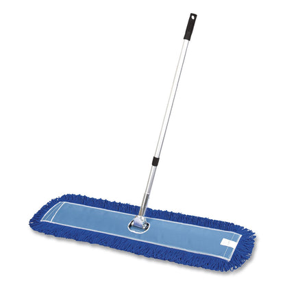 Gritt Commercial All-In-One Microfiber Dust Mop Set with Telescopic Handle, 48 x 5, Blue Microfiber Head, 72" Silver Aluminum Handle, 4/Kit (GCEGRI17448T4PK)