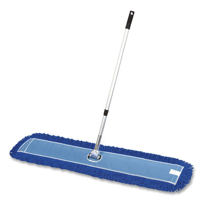 Gritt Commercial All-In-One Microfiber Dust Mop Set with Telescopic Handle, 60 x 5, Blue Microfiber Head, 40" to 72" Silver Aluminum Handle (GCEGRI17460T)