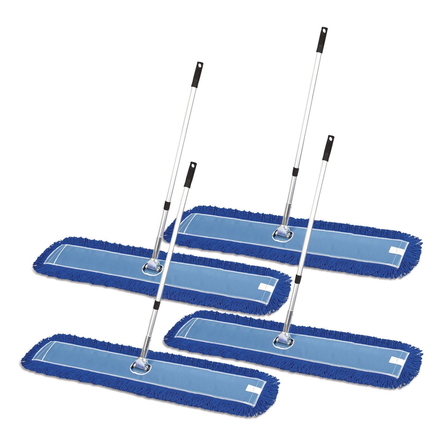 Gritt Commercial All-In-One Microfiber Dust Mop Set with Telescopic Handle, 60 x 5, Blue Microfiber Head, 72" Silver Aluminum Handle, 4/Kit (GCEGRI17460T4PK)