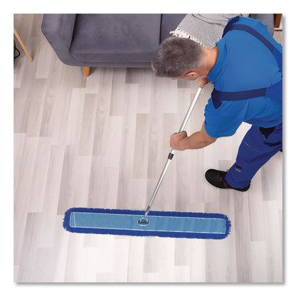 Gritt Commercial All-In-One Microfiber Dust Mop Set with Telescopic Handle, 60 x 5, Blue Microfiber Head, 72" Silver Aluminum Handle, 4/Kit (GCEGRI17460T4PK)