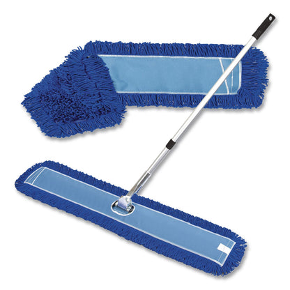 Gritt Commercial All-In-One Microfiber Dust Mop Set with Telescopic Handle, 60 x 5, Blue Microfiber Head, 72" Silver Aluminum Handle, 4/Kit (GCEGRI17460T4PK)