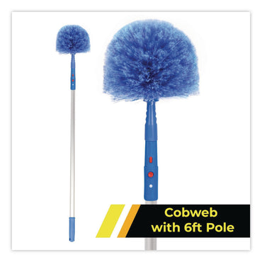 Gritt Commercial Cobweb/Corner Duster Brush with Telescopic Pole, 3 ft to 6 ft Handle (GCEGRI1026F)