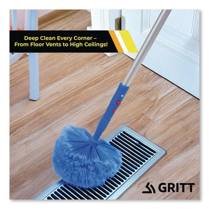 Gritt Commercial Cobweb/Corner Duster Brush with Telescopic Pole, 3 ft to 6 ft Handle (GCEGRI1026F)