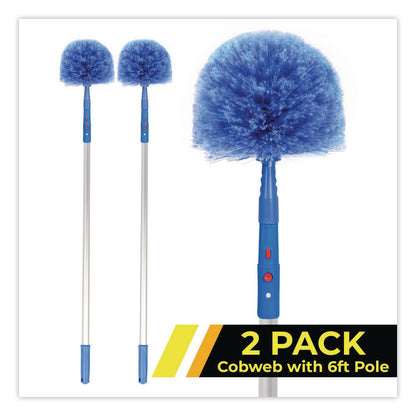 Gritt Commercial Cobweb/Corner Duster Brush with Telescopic Pole, 3 ft to 6 ft Handle, 2/Kit (GCEGRI1026F2PK)
