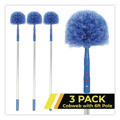 Gritt Commercial Cobweb/Corner Duster Brush with Telescopic Pole, 3 ft to 6 ft Handle, 3/Kit (GCEGRI1026F3PK)