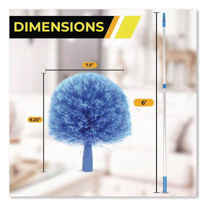 Gritt Commercial Cobweb/Corner Duster Brush with Telescopic Pole, 3 ft to 6 ft Handle, 3/Kit (GCEGRI1026F3PK)
