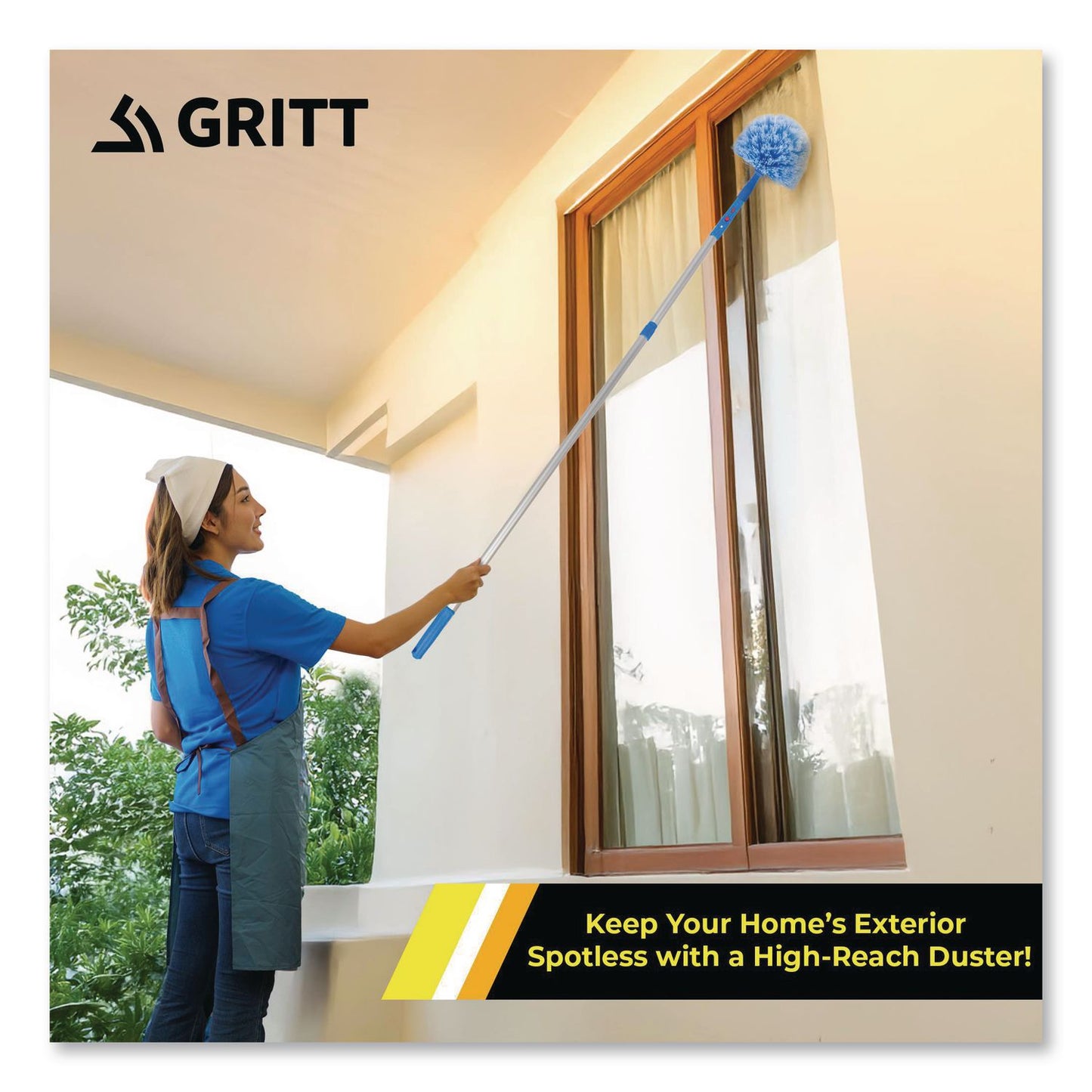 Gritt Commercial Cobweb/Corner Duster Brush with Telescopic Pole, 3 ft to 6 ft Handle, 3/Kit (GCEGRI1026F3PK)