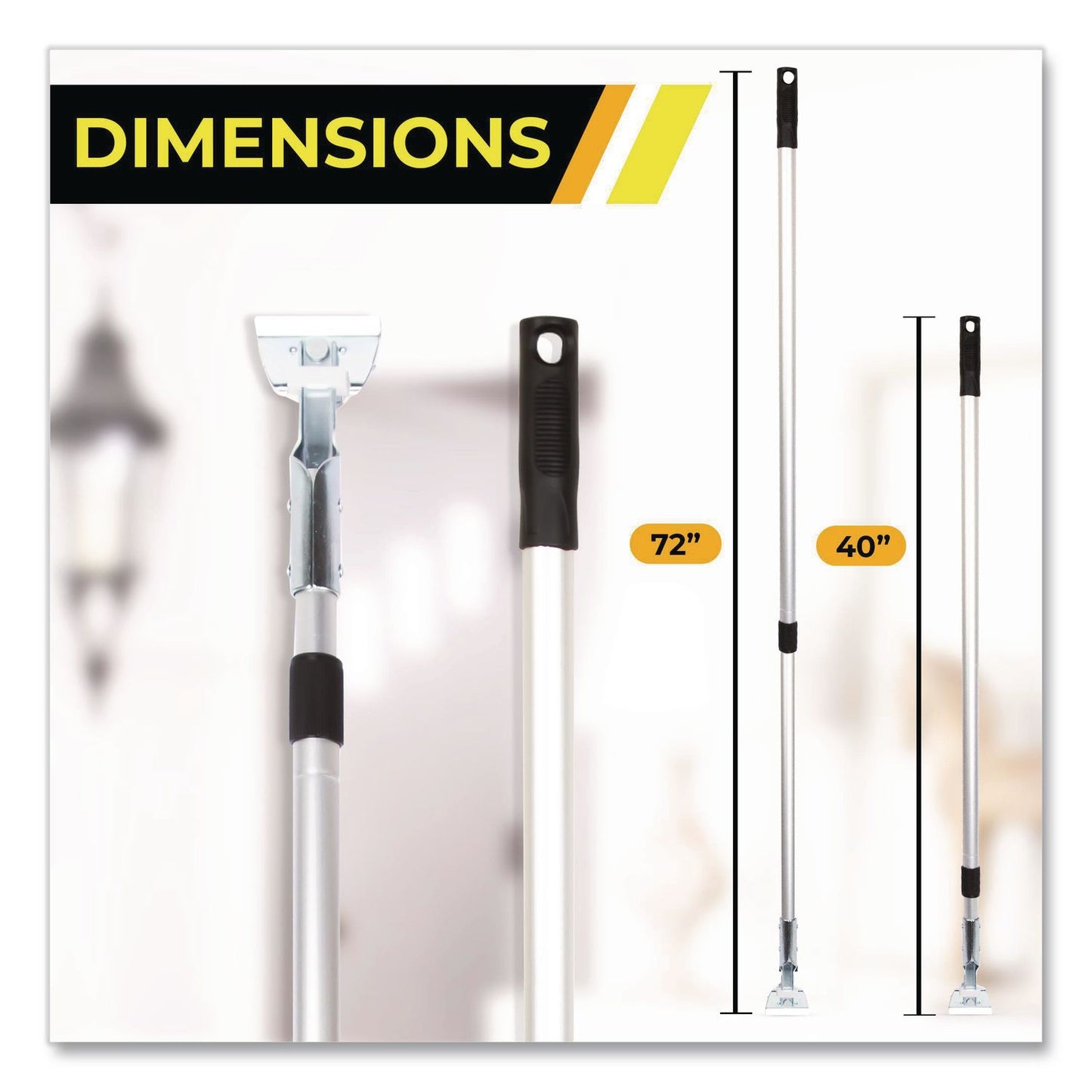 Gritt Commercial 72" Aluminum Telescopic Dust Mop Handle, 1" dia x 42" to 72", Silver (GCEGRI181)