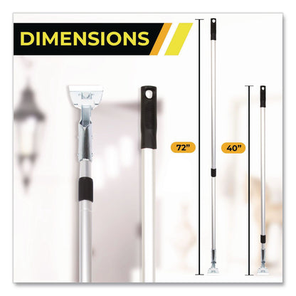 Gritt Commercial 72" Aluminum Telescopic Dust Mop Handle, 1" dia x 42" to 72", Silver (GCEGRI181)