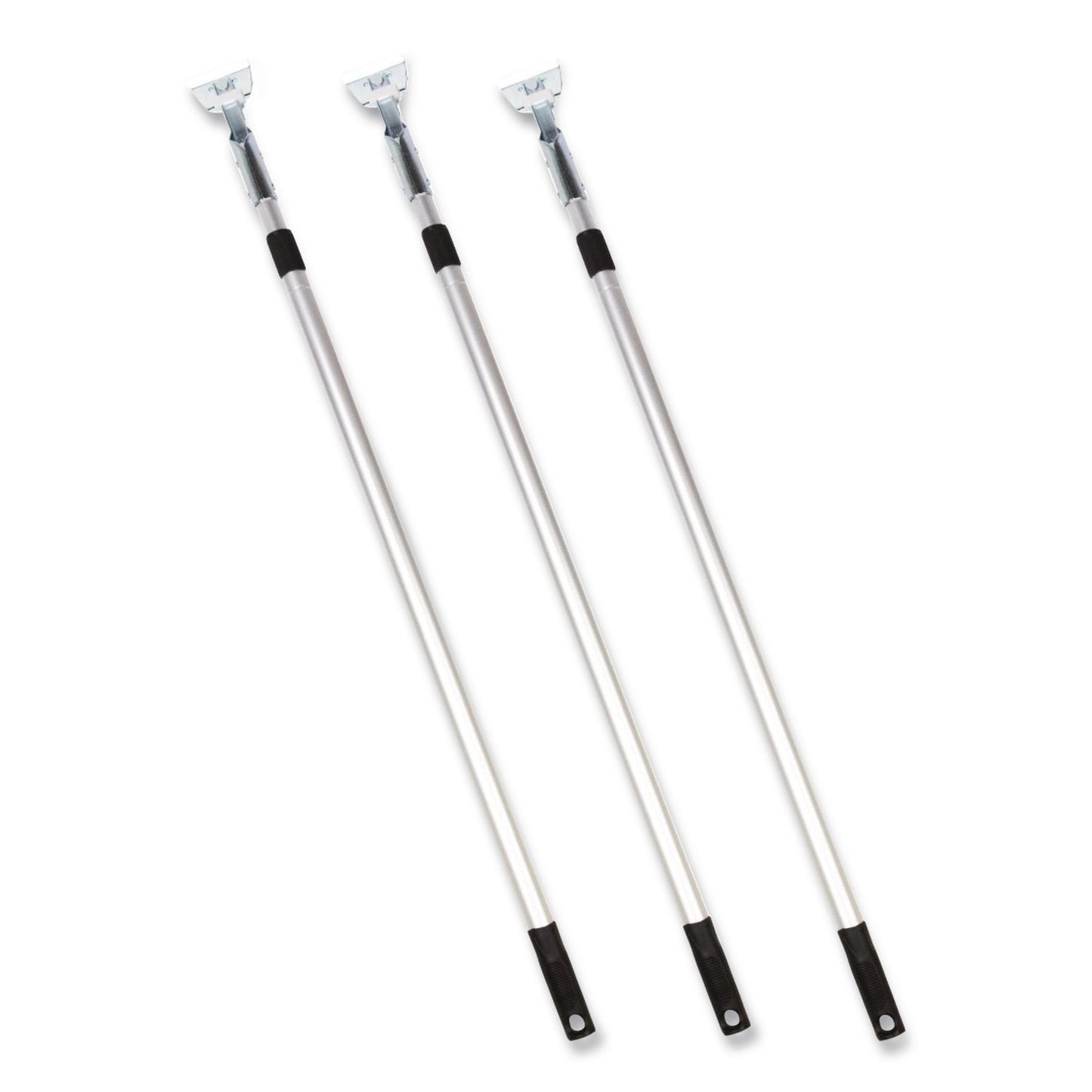Gritt Commercial 72" Aluminum Telescopic Dust Mop Handle, 1" dia x 42" to 72", Silver, 3/Pack (GCEGRI1813PK)