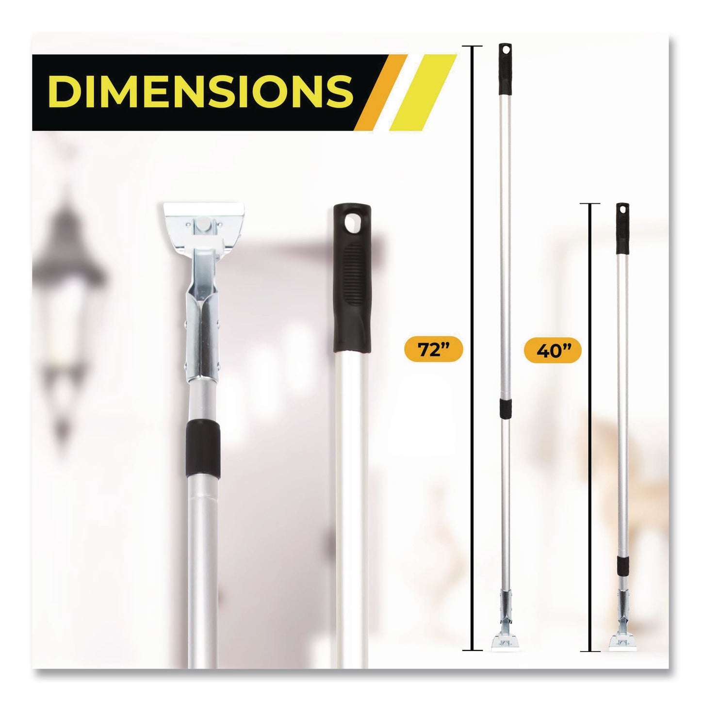 Gritt Commercial 72" Aluminum Telescopic Dust Mop Handle, 1" dia x 42" to 72", Silver, 3/Pack (GCEGRI1813PK)
