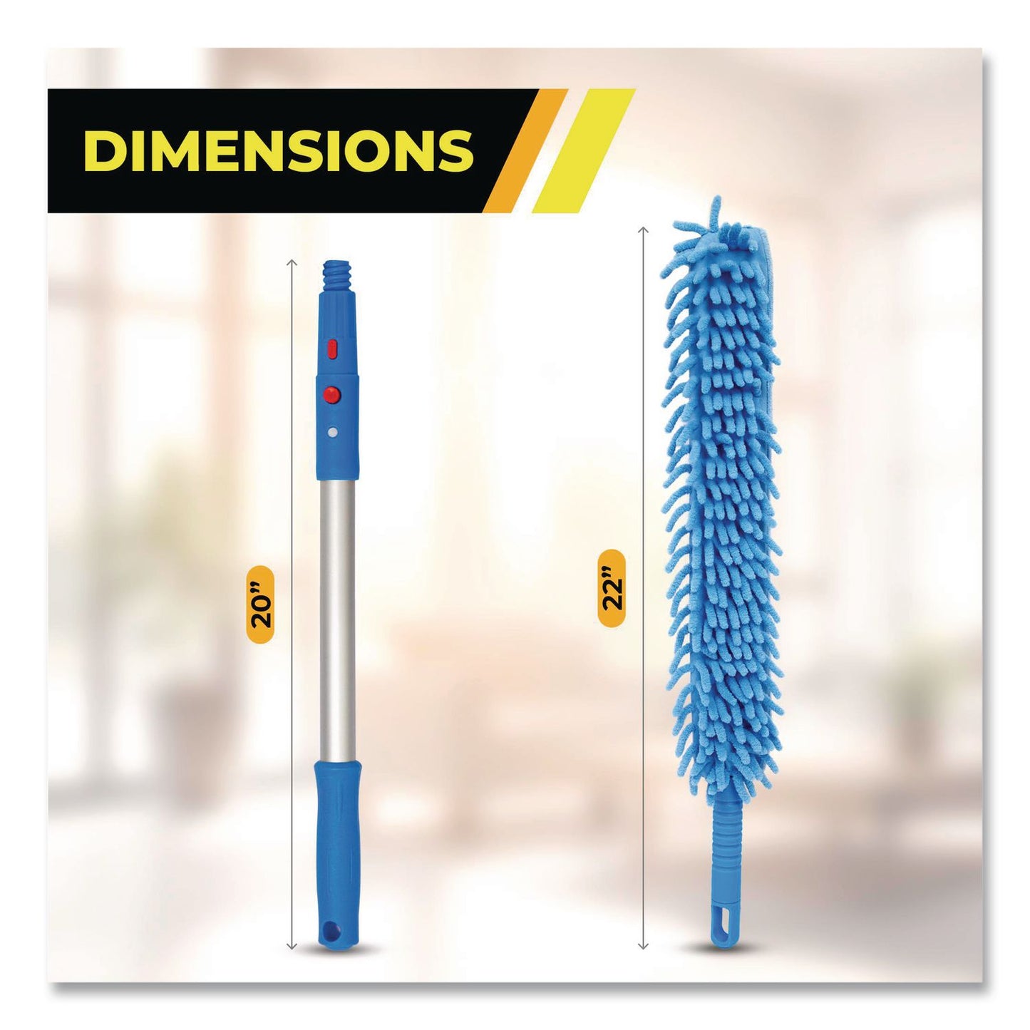 Gritt Commercial Flexible Wand Duster with Microfiber and Chenille Sleeve and 20" Pole (GCEGRI17520I)