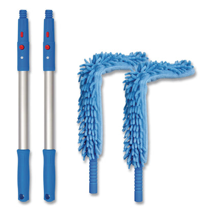 Gritt Commercial Flexible Wand Duster with Microfiber and Chenille Sleeve and 20" Pole, 2/Kit (GCEGRI17520I2PK)