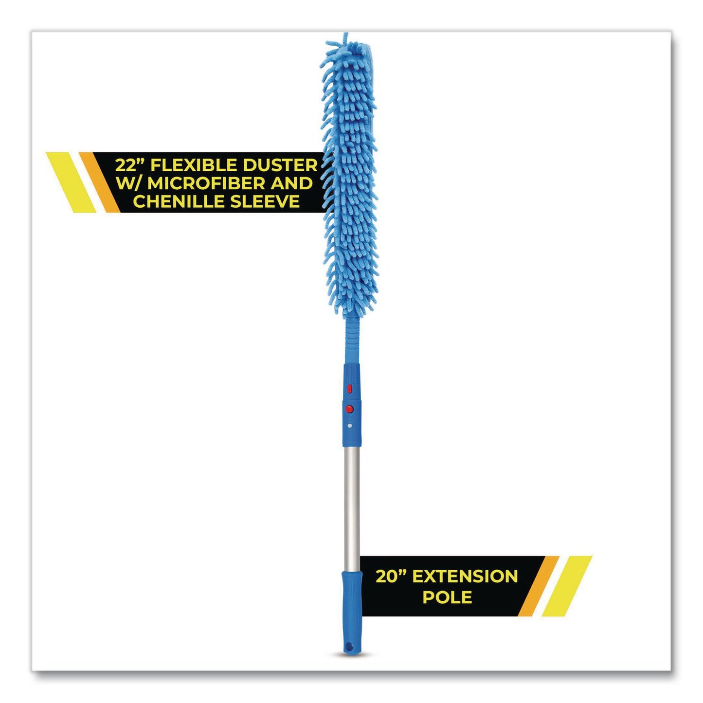 Gritt Commercial Flexible Wand Duster with Microfiber and Chenille Sleeve and 20" Pole, 2/Kit (GCEGRI17520I2PK)