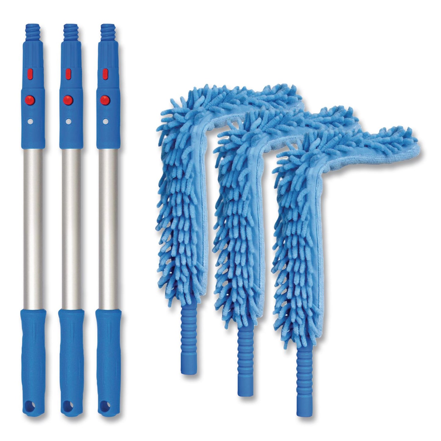 Gritt Commercial Flexible Wand Duster with Microfiber and Chenille Sleeve and 20" Pole, 3/Kit (GCEGRI17520I3PK)