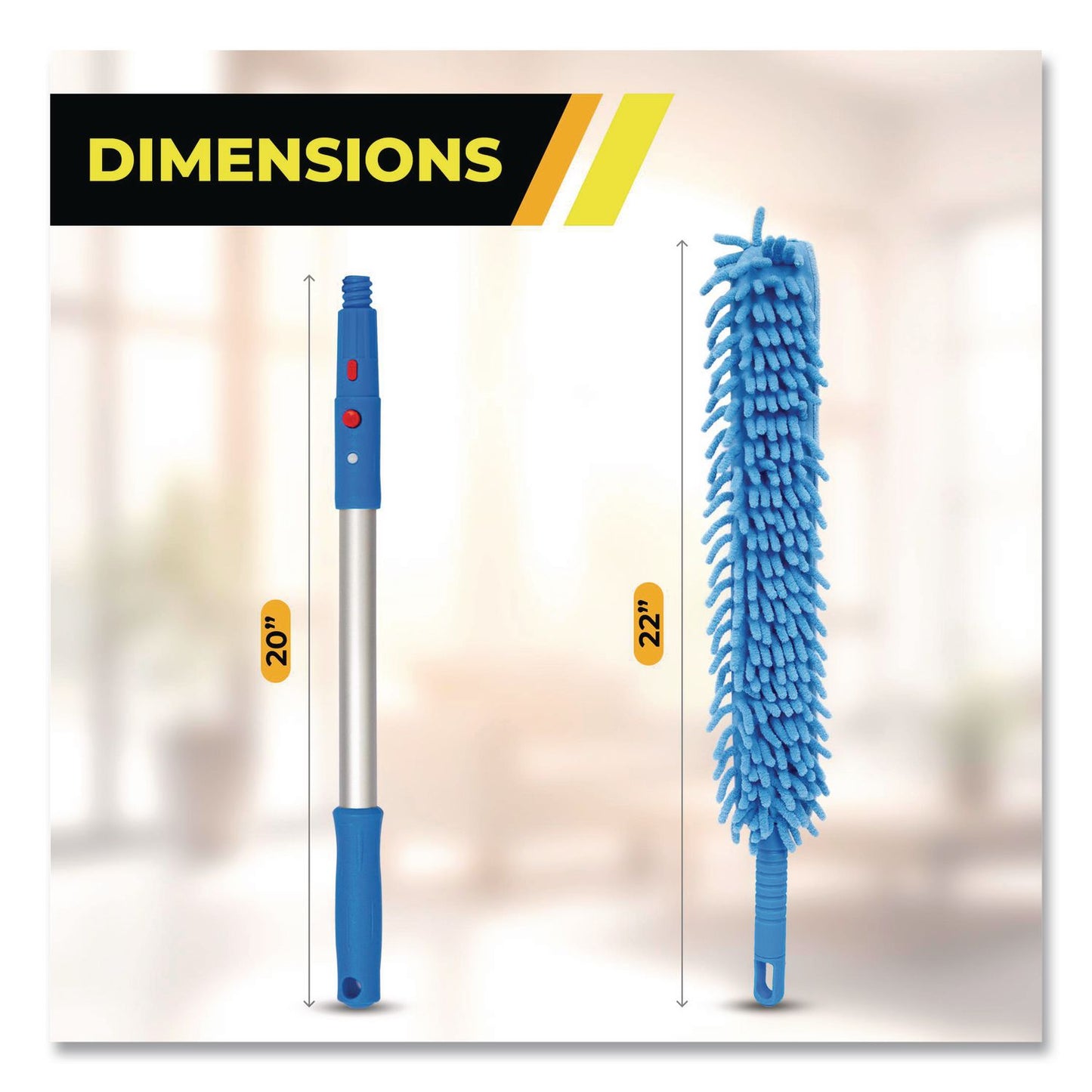 Gritt Commercial Flexible Wand Duster with Microfiber and Chenille Sleeve and 20" Pole, 3/Kit (GCEGRI17520I3PK)