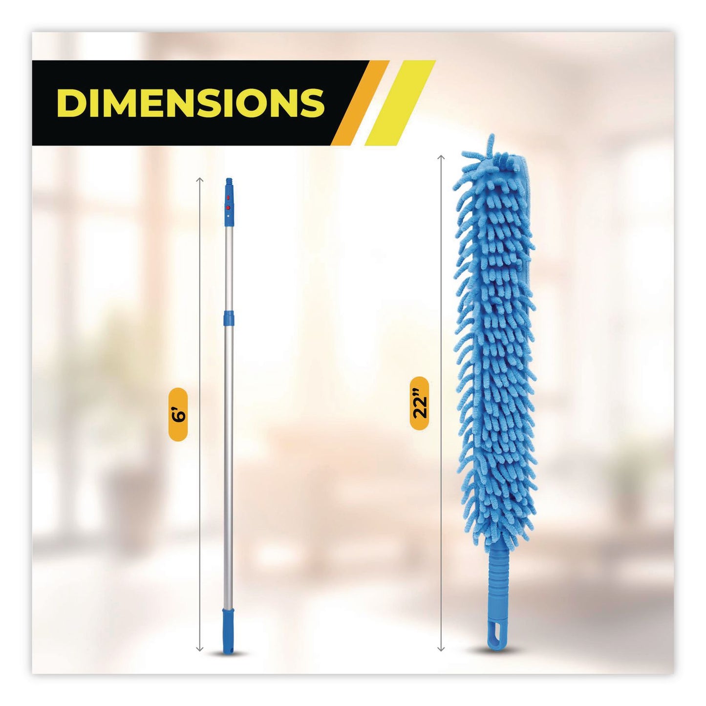 Gritt Commercial Flexible Wand Duster with Microfiber and Chenille Sleeve and 6 ft Telescopic Pole (GCEGRI1756F)