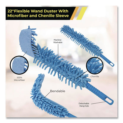 Gritt Commercial Flexible Wand Duster with Microfiber and Chenille Sleeve, 22" Length (GCEGRI176)