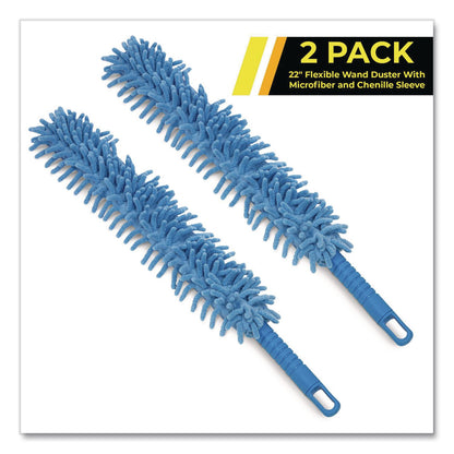Gritt Commercial Flexible Wand Duster with Microfiber and Chenille Sleeve, 22" Length, 2/Pack (GCEGRI1762PK)