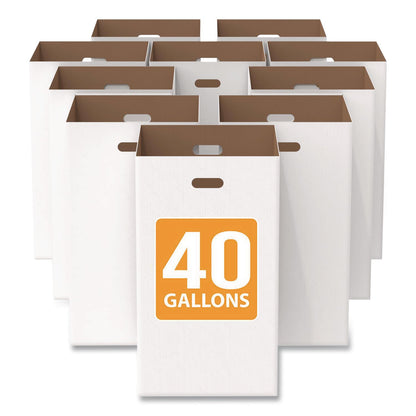 Gritt Commercial 40 Gallon Corrugated Cardboard Trash Can and Recycling Container, White, 10/Carton (GCEGRI52040G10)
