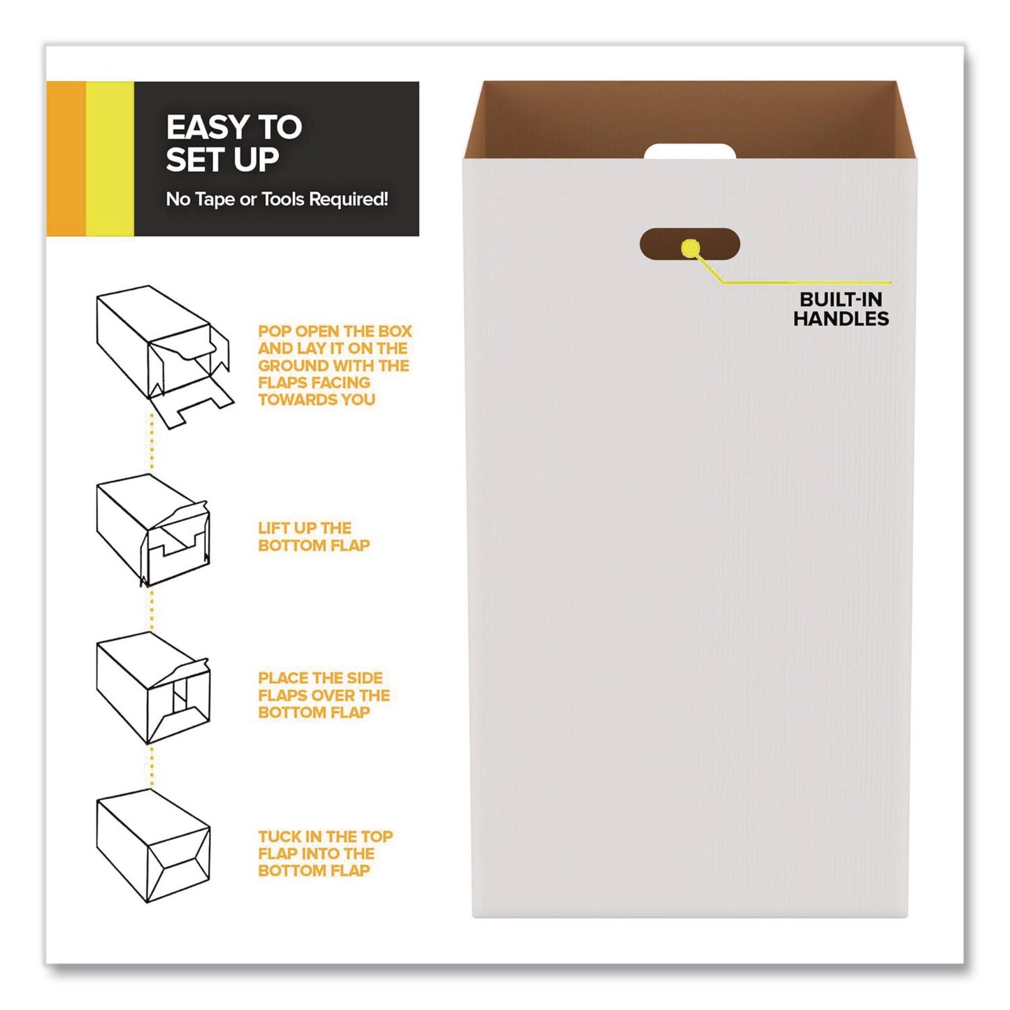 Gritt Commercial 40 Gallon Corrugated Cardboard Trash Can and Recycling Container, White, 10/Carton (GCEGRI52040G10)