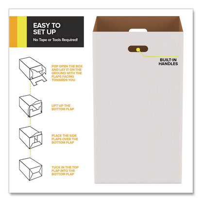 Gritt Commercial 40 Gallon Corrugated Cardboard Trash Can and Recycling Container, White, 10/Carton (GCEGRI52040G10)