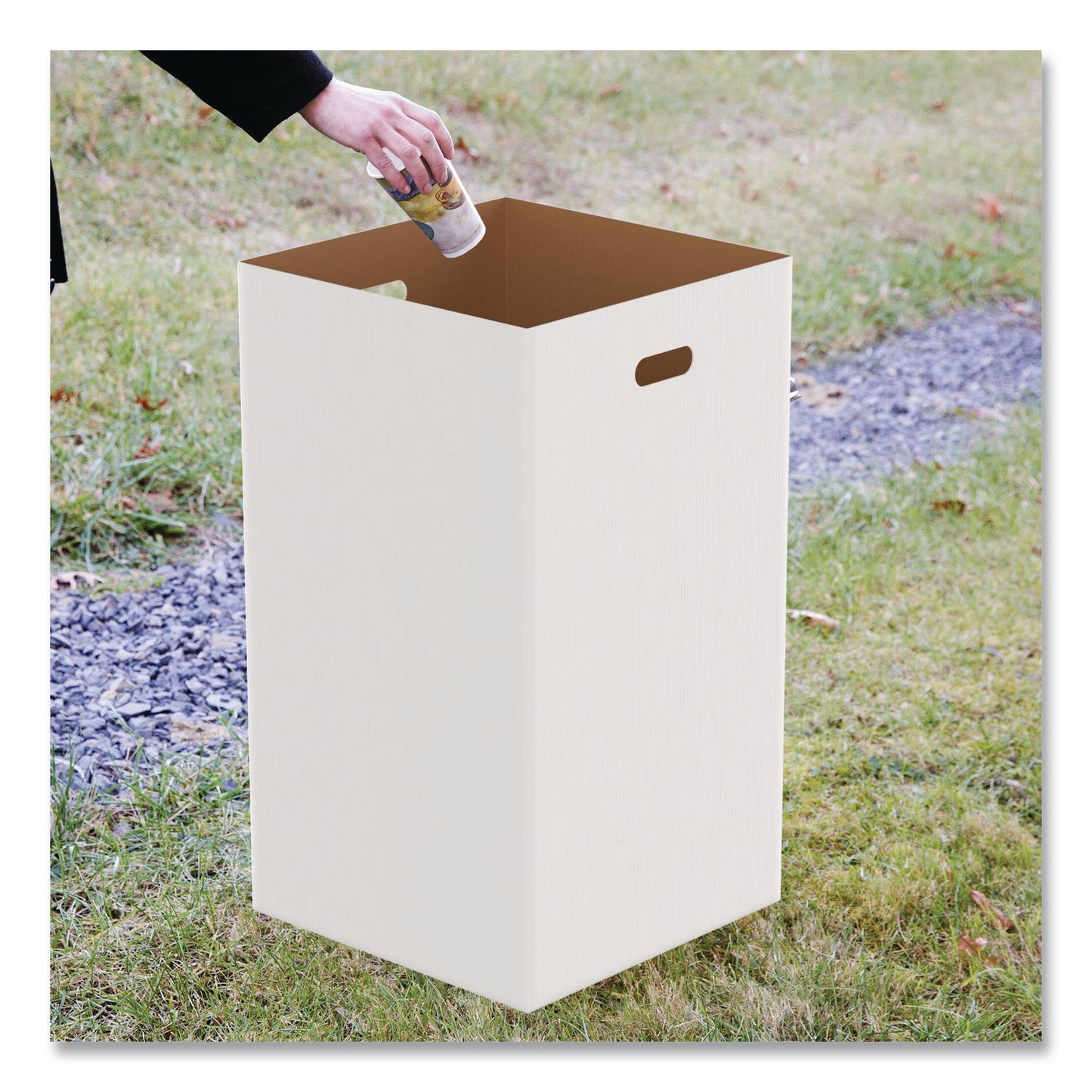 Gritt Commercial 40 Gallon Corrugated Cardboard Trash Can and Recycling Container, White, 10/Carton (GCEGRI52040G10)
