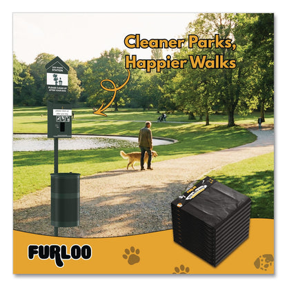 Furloo Pet Waste Station Header Heavy-Duty Leak-Resistant Dog Waste Refill Bags, Open-Face, 8.5" x 13.4", Black, 1000 Bags/Carton (GCEFLO2110)