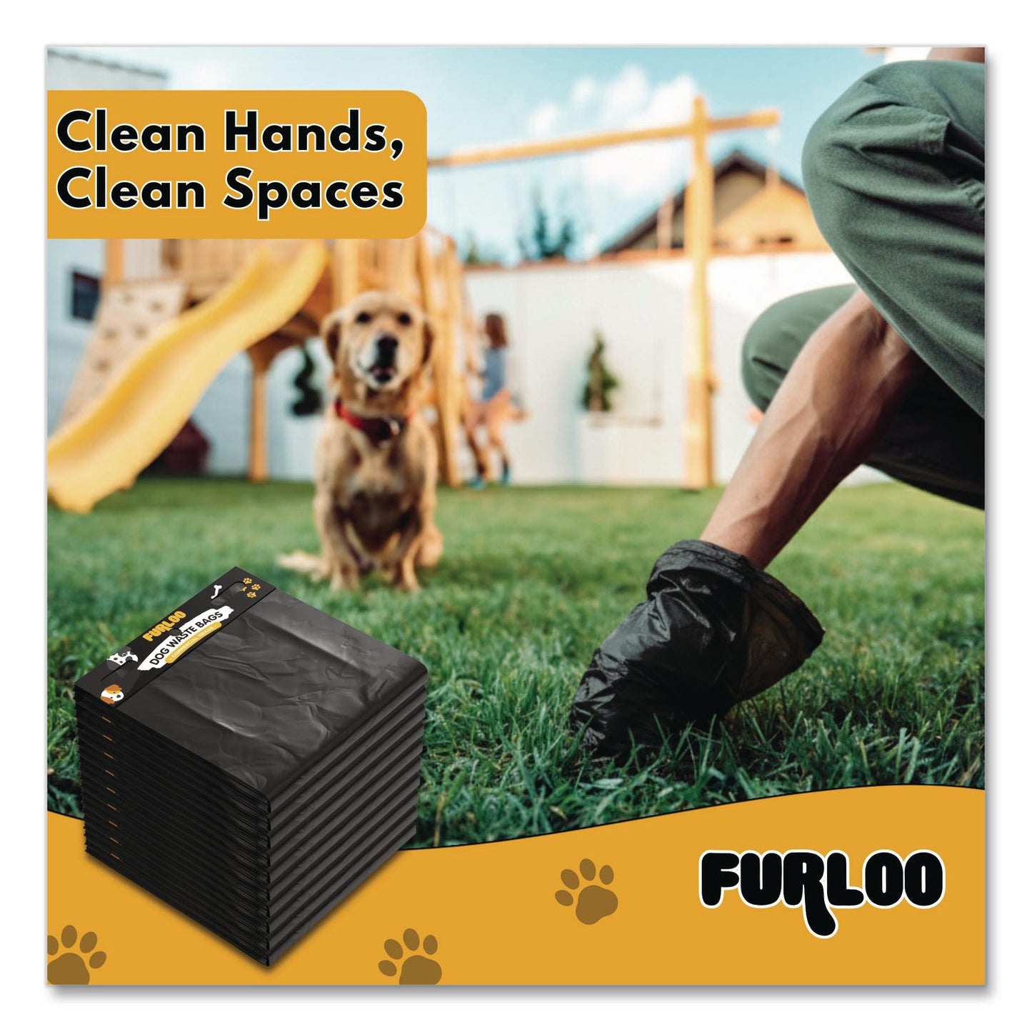 Furloo Pet Waste Station Header Heavy-Duty Leak-Resistant Dog Waste Refill Bags, Open-Face, 8.5" x 13.4", Black, 1000 Bags/Carton (GCEFLO2110)