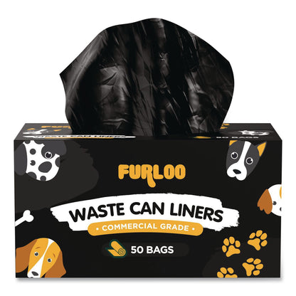Furloo 13-Gallon Heavy Duty Dog Waste Station Can Liners, Open-Face, 13 gal, 26" x 33", Black, 50 Bags (GCEFLO22)
